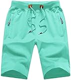 QPNGRP Mens Casual Shorts Stretch Workout Drawstring Zipper Pockets Elastic Waist MintGreen 42