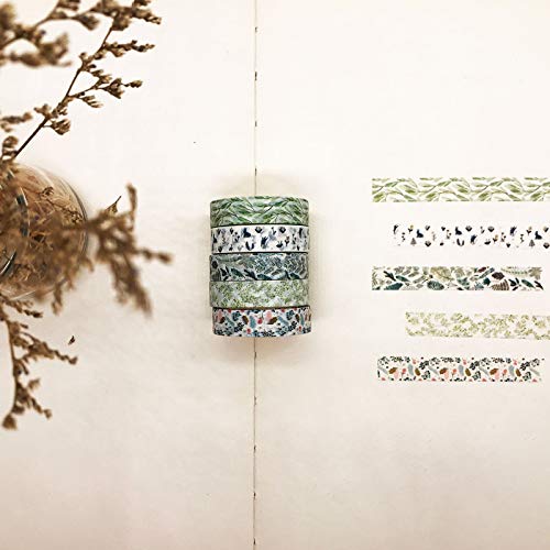 5 Rolls Vintage Floral Washi Tape Set, Enyan Japanese Masking Decorative Tapes For Diy Crafts And Arts Bullet Journal Planners Scrapbooking Adhesive #TOP1