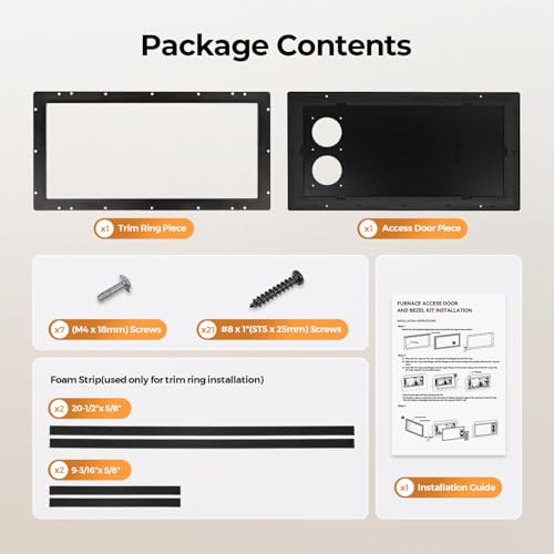 Image of FOGATTI RV Furmace High-Efficiency - Black RV Furnace Door Panel with Trim Ring,20.55x10.15x 0.24 Inch