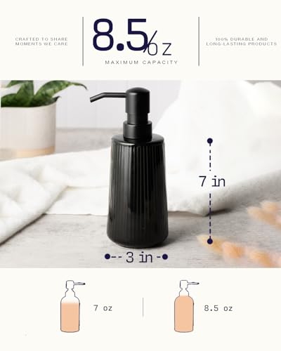 Getstar A092302 Hand Soap Dispenser With Pump, Rust Proof, Black Ceramic White Soap Dispenser For Bathroom Kitchen thumb #3