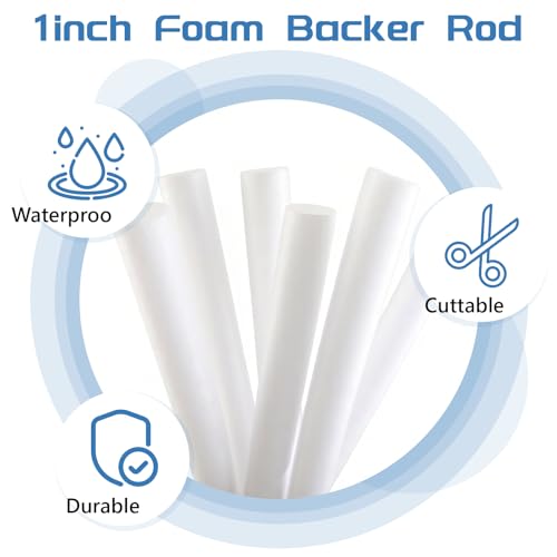 Image of U0U 20PCS Backer Rod 1 inch,Foam Backer Rod for Gaps Concrete Crack Filler Joints,White Poly Foam Filler for Wall, Window and Road Crack Filling (20, White, 1inch)