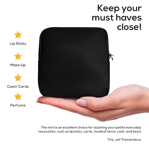 KISS&LOVE Cosmetic Bag - Makeup Bag, Small Toiletry Bags For Women, Mini Makeup Bag For Purse, Small Makeup Pouch, Pouches For Purse,Zipper Pouch, Mini Travel Makeup Bag, Cute Pouch Makeup Bag (Black)3