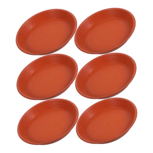 HOUDERCO 6個 花盆托?加厚底托 丸型ドリップトレイ 内径外径 植物排水トランター用床保護 屋内外兼用 陶紅色模倣デザイン