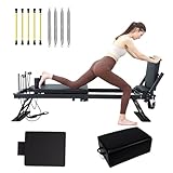 Pilates Reformer Machine, Pilates Reformer Maschine für Zuhause mit Doppeltwiderstand, 4 Federn und 5 Seile für Zuhause und Fitnessstudio,B
