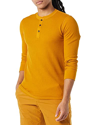 Amazon Essentials Men's Slim-fit Long-Sleeve Waffle Henley, Gold, Medium - image 1