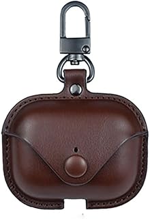Next Store Luxury Case Compatible with AirPods 4 PU Leather Shockproof Anti-Scratch Non-Slip Stylish Design with Hook Full Protection Easy Access to Charging Port (Dark Brown)