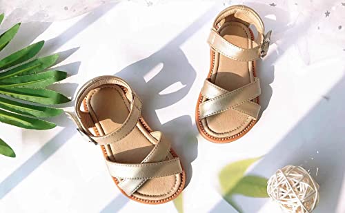 Girl's Open Toe Flat Sandals Summer Casual Sandals (Toddler/Little Kid) #TOP4