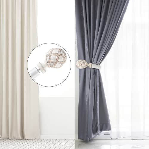 Ycolnaefllr 4Pcs Netted Curtain Rod Finials For 1 Or 7/8 Inch Curtain Rods, M6 Screw Rod Finials ,Weathered White #TOP6