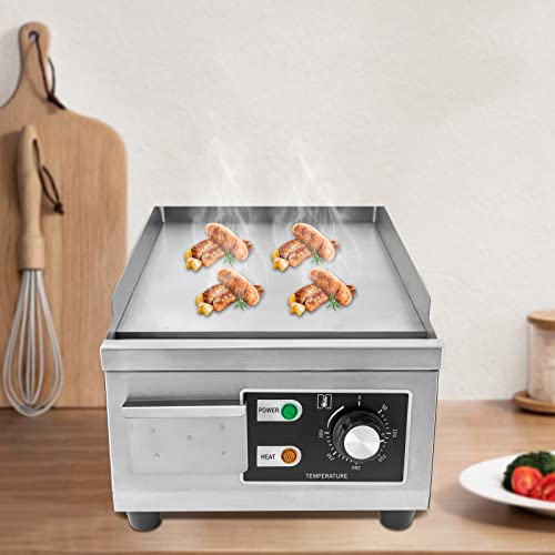 1300w Countertop Electric Griddle 122°F-572°F Stainless Steel Commercial Grill BBQ Countertop Cooktop Iron Plate Grill Plate Tabletop Grill Plate Skewer Pancake