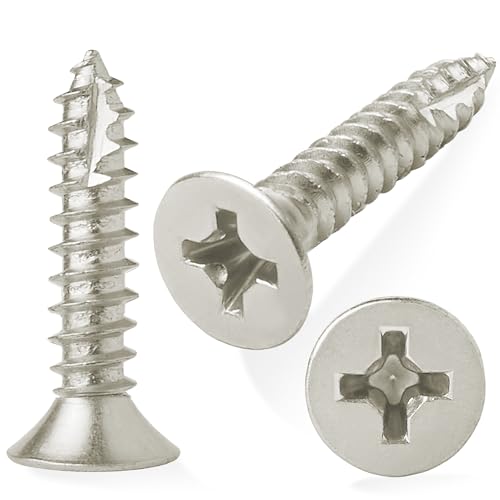 Cauldham Tornillos para Madera Satin Nickel #9 x 1 Pulgada para Bisagras de Puerta - Paquete de 25 miniatura 5