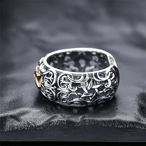 Bague homme argent S925 hexagramme vintage pour un style affirmé