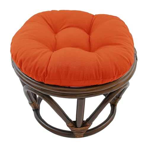 Image of Blazing Needles Solid Twill Round Footstool Cushion, 18 inch, Tangerine Dream