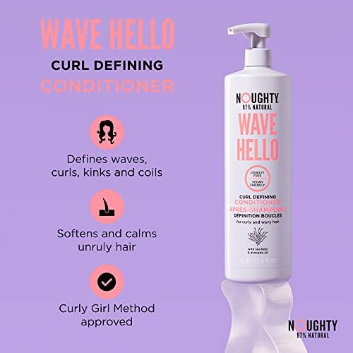 Noughty 97% Natural, Wave Hello Curl Defining Conditioner, 97% Natural Sulphate Free Vegan Haircare, Vitamin Rich Formula for Curly & Wavy Hair, with Sea Kelp and Avocado Oil 1L
