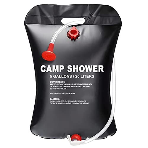 Retoo Campingdusche, 20L / 5 Gallonen, Solarbetrieben Solar Dusche Tasche, Solar Heizung, Solardusche, Outdoor Gartendusche, Tragbare Solar-Wassersack für Garten, Reisedusche mit Duschkopf Schlauch