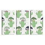 Wall Art for Living Room, Oil Painting On Canvas Large Framed Reptile Chameleon Lizard and Cactus Pl