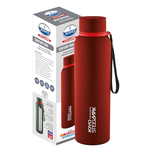 Image of Joyo Century Stainless Steel Bottle, 900 ml Water Bottles, Hot for 18 Hours & Cold for 24 Hours, Easy to Carry, Easy Grip, Rust Proof, Tea, Coffee, Office, Travel Bottle - Maroon