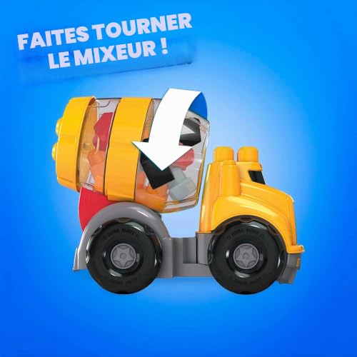 Mega Bloks First Builders La Bétonneuse Cat, jeu de blocs de construction, 9 pièces, jouet pour bébé et enfant de 1 à 5 ans, GFG11