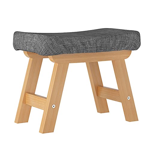 ZABEES Taburete reposapiés de bambú creativo taburete bajo taburete cambiador de zapatos para el hogar taburete de tela curvada para sala de estar, dormitorio asiento acolchado