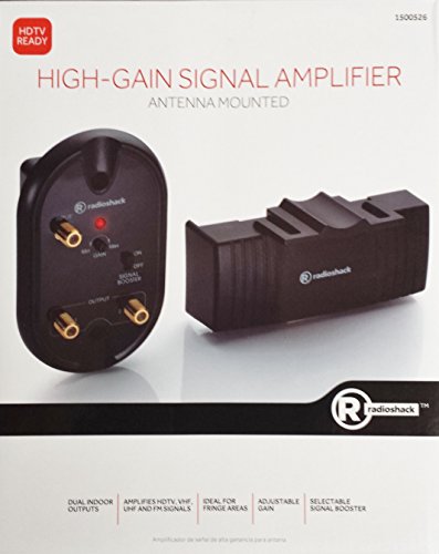 RadioShack Antenna Mounted High Gain 2 TV Signal Amplifier - HDTV Ready - 15-33dB Adjustable - NEWEST MODEL HIGH RATING