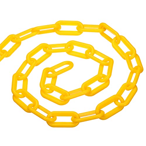 PATIKIL 0.3 Diametro 5Ft Lunghezza Plastica Catena Barriera, Sicurezza Collegamento Catena Supporto per Folla Controllo Vialetto Ascensore Parcheggio, Giallo