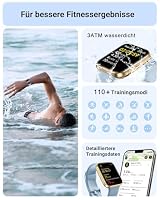 Tensky Smartwatch Damen Herren mit Telefonfunktion 1,85" Smart Watch Alexa Integrierte, 3ATM, 110+ Sportmodi, Schrittzähler Herzfrequenz Schlafüberwachung SpO2 für Android iOS – Ansicht 5