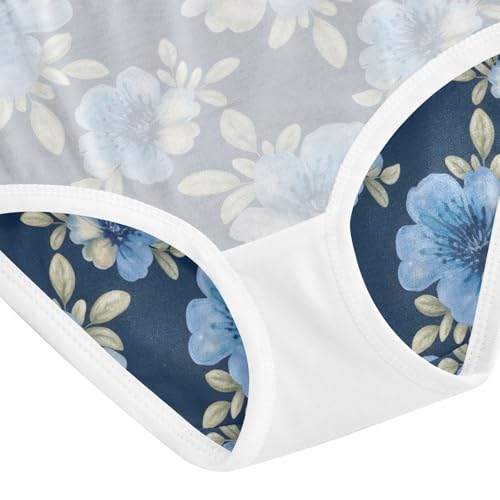 Joisal Print Girls Underwear Toddler 2t Cotton Little Girl Panties Painted Blue Beige Flowers Briefs Undies Kids 5
