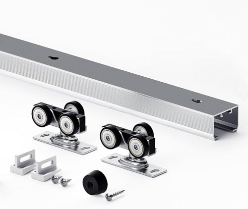 Image of EaseLife 4.6FT /55in Sliding Pocket Door Hardware Kit,Commercial Grade,Aluminum Box Rail Kit,Slide Smoothly Quietly,Easy Install,No Door (51.5in Track for 23 inch~28 inch Wide Single Door)