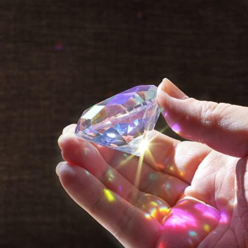 50mm Crystal Diamond Paperweight Glass AB Color Diamonds Centerpieces Home Office Wedding Decor for Photography Display (Pack of 2