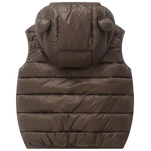 Image of AIWUHE Baby Boys Girls Hooded Puffer Vest Winter Lightweight Sleeveless Bear Ears Zipper Up Jacket Down Vest Coat Vests Kids