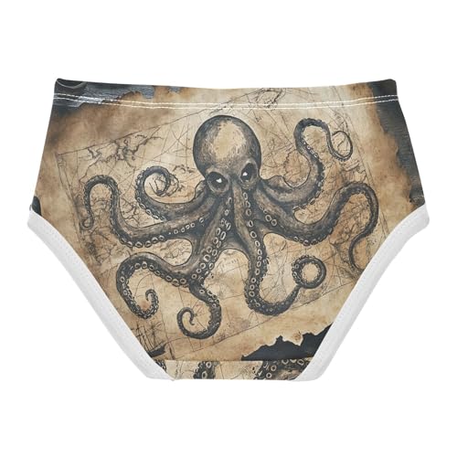 Vintage Octopus Map Toddler Girls's Underwear 2T 202c02302