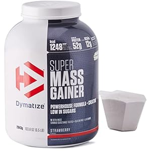 Dymatize Super Mass Gainer Glucide Fraise 2,9 kg – Poudre Weight-Gainer + Glucides BCAA et Caséine