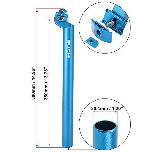 X AUTOHAUX 30.4x350mm Bike Seat Post Aluminum Alloy Adjustable with Clamp Blue - Image 3