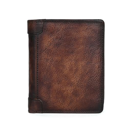 Genuine Leather Wallets for Men and women, Vintage Short Multi Function Credit Card Holder,Money Clips with 2 ID Windows (COFFEE)3