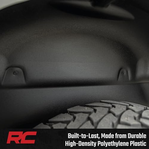 Image of Rough Country Rear Wheel Well Liners for Ford F-250 /F-350 Super Duty (2017-2026) - Heavy-Duty Black HDPE Fender Guards for Mud & Debris, Made in USA