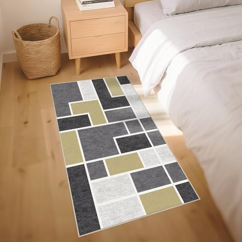 Tapis lavable en machine gris 180x200cm extra plat pour bureau