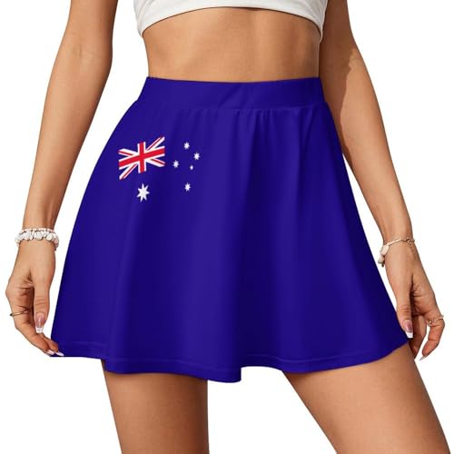 TAIZIYEAH Australia Flag 2025 Spring Summer High Waist Mini Skirts Flowy Skirt for Women Casual Boho Skorts Golf Tennis Skirts Stretch M