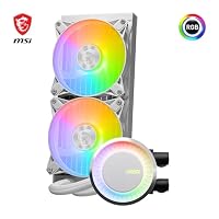 MSI MAG CORELIQUID E240 white AIO CPU Wasserkühlung - Vergrößerte Kupferkühlplatte, ARGB Blockhead, Zweikammer-Wasserblock, Split-Flow Radiator, Mystic Light - AMD & Intel Kompatibel – Ansicht 3