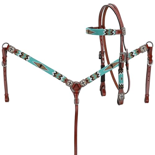 Showman Teal Beaded Overlay Headstall image