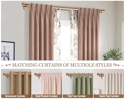 KAMANINA 1 Inch Double Curtain Rod for Windows 66 to 120 Inches, Wood Grain by KAMANINA - Used condition - Image 6