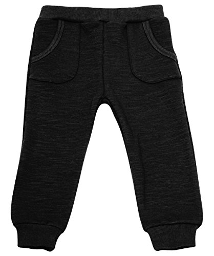 Image of JAN & JUL Warm Baby Girl Boy Winter Jogger Pants (6m, Heather Black)