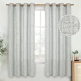 QUEMAS Natural Faux Linen Curtains for Bedroom 63 Inch Length 2 Panels, Thick Linen Blend Light Filt