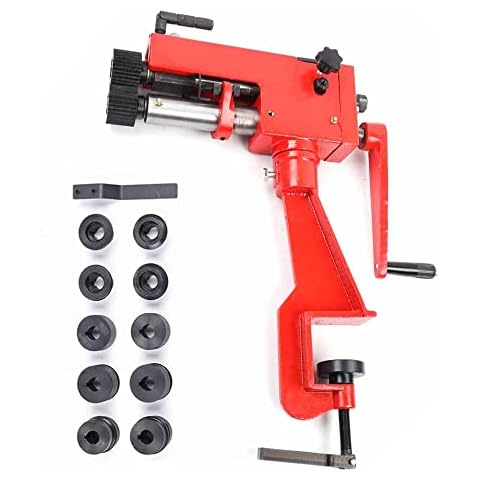 Yellulu Sheet Metal Bead Roller Machine, 7'' Rotary Steel Bending Bender, Sheet Metal Bead Roller Bending Machine Set, with 22 Gauge 6 Dies Set, Sheet Metal Bead Roller Rotary Burring Machine, Red Cover