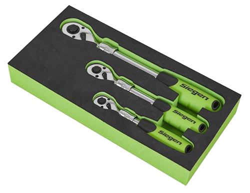 Sealey Siegen 3pc Extendable Ratchet Wrench Set, with EVA Foam Storage Tray - S01285 - Image 3
