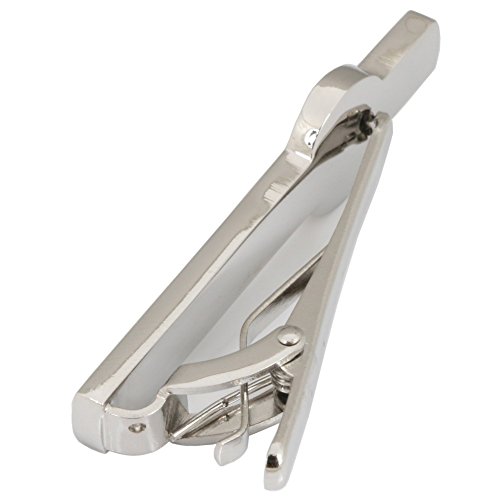 Dannyshi Men Tie Clip 2.1 Inch Silver plated Stainless 26 Letters A-Z + Gift Box (Silver-E) - Thumbnail 6