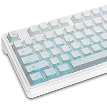 Side Printed Keycaps,PBT Dye-Sub Shine Through Custom Keycaps Gradient Cute Flower Keycaps Cherry Profile 130Keys Full Size Keycaps for Cherry MX Switch Mechanical Gaming Keyboard Blue-Butterfly