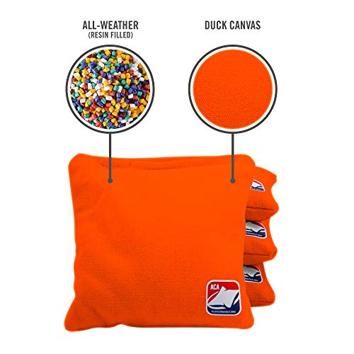 Aca American Cornhole Association Official Cornhole Bags All Weather Resin Filled 4 Regulation 6 In X 6 In Orange #TOP2