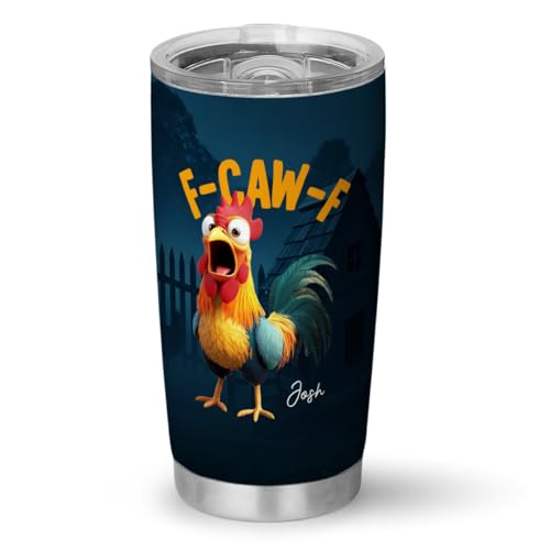 Onirique Customized Caw-F Chicken Tumbler, Personalized Sarcastic Crazy Rooster Cup,