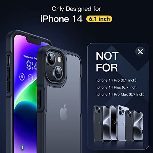 Humixx For Iphone 14 Case [Military Grade Drop Tested] [5-In-1, 2 Pack Tempered Screen Protector + 2 Pack Camera Protector] [Non-Slip] Slim Protective Case For Iphone 14 Phone Cases, Frosted Black #TOP7