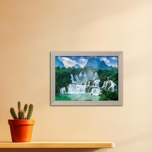 Image of TenorArts Waterfall Photo Frame Vastu Positivity Aesthetic Wall Painting Lucky Art Frames with White Wooden Texture for Living rooms Office Bedroom - Wall Paintings /Hangings (12inches x 9inches)