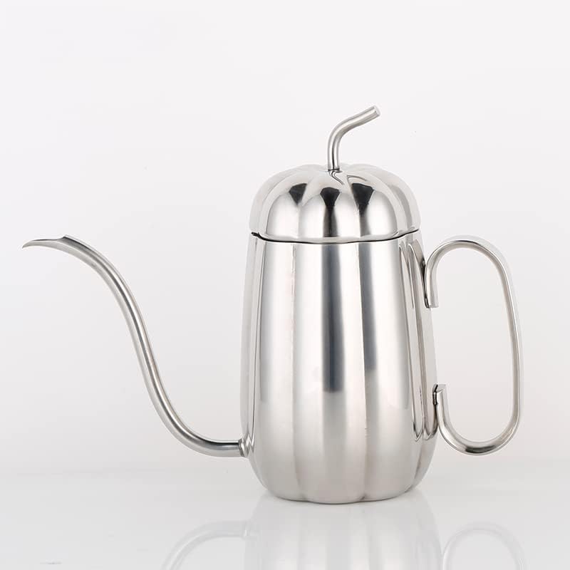 Coffee Press Stainless Steel Coffee Pot Gooseneck Drip Kettle Coffee Pot Tea Pot Stainless Steel Drip Kettle Creative 450ml Pots(Silver 450ml)